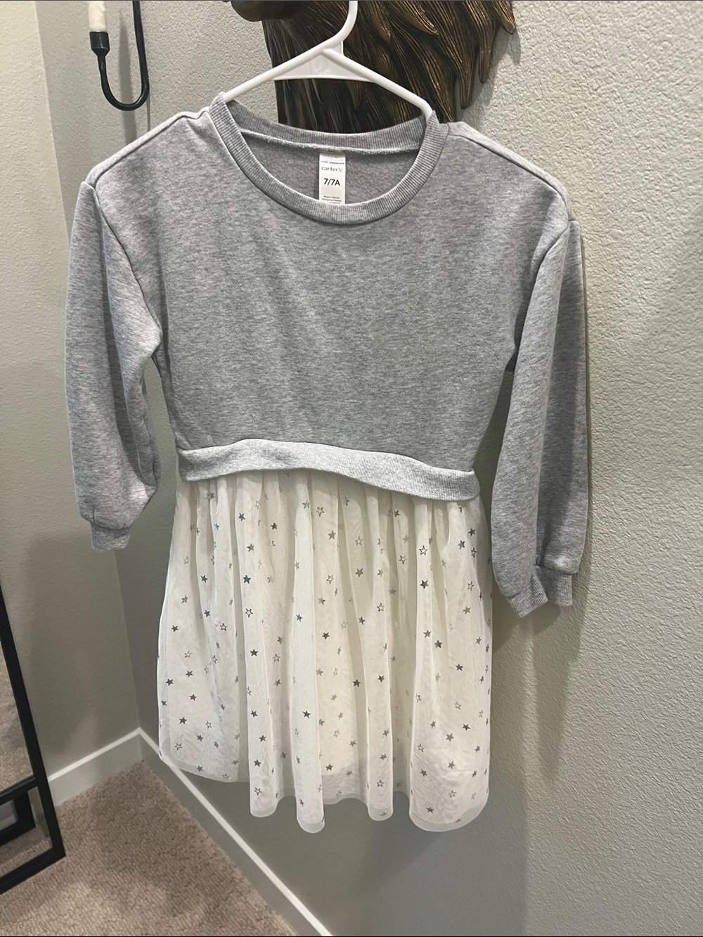 Carter's Grey Sweatshirt Top with White Star Tulle Skirt